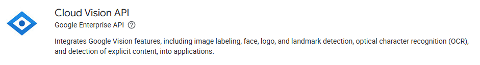 Cloud vision API entry