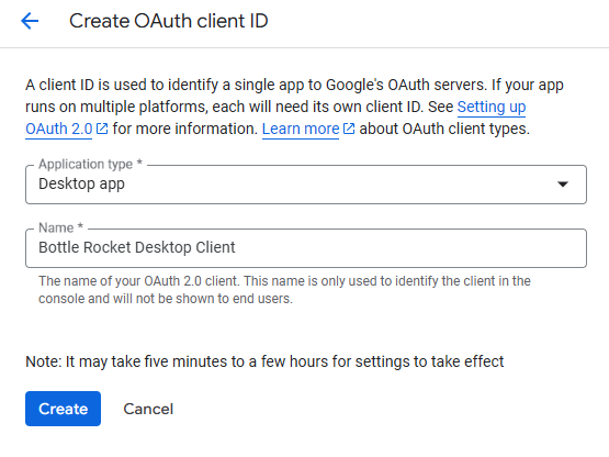 Desktop OAuth app type