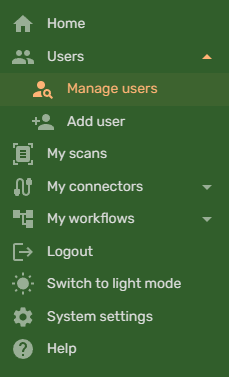 Sidebar - manage users